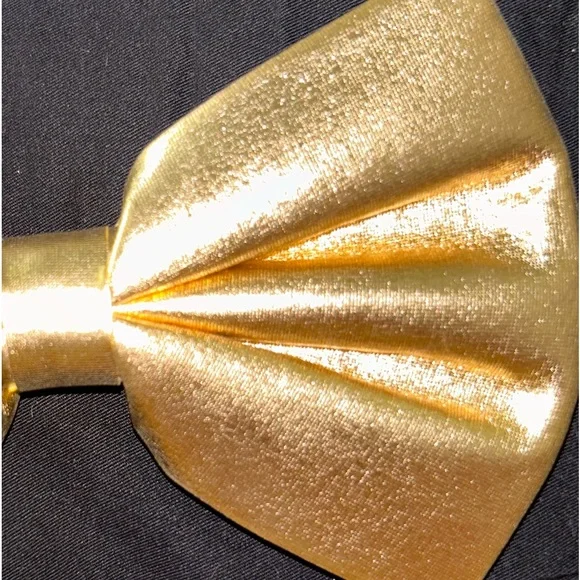 Men’s New Years Eve Metallic Gold Pre-Tied Neck Bow Tie NWT - Picture 6 of 7